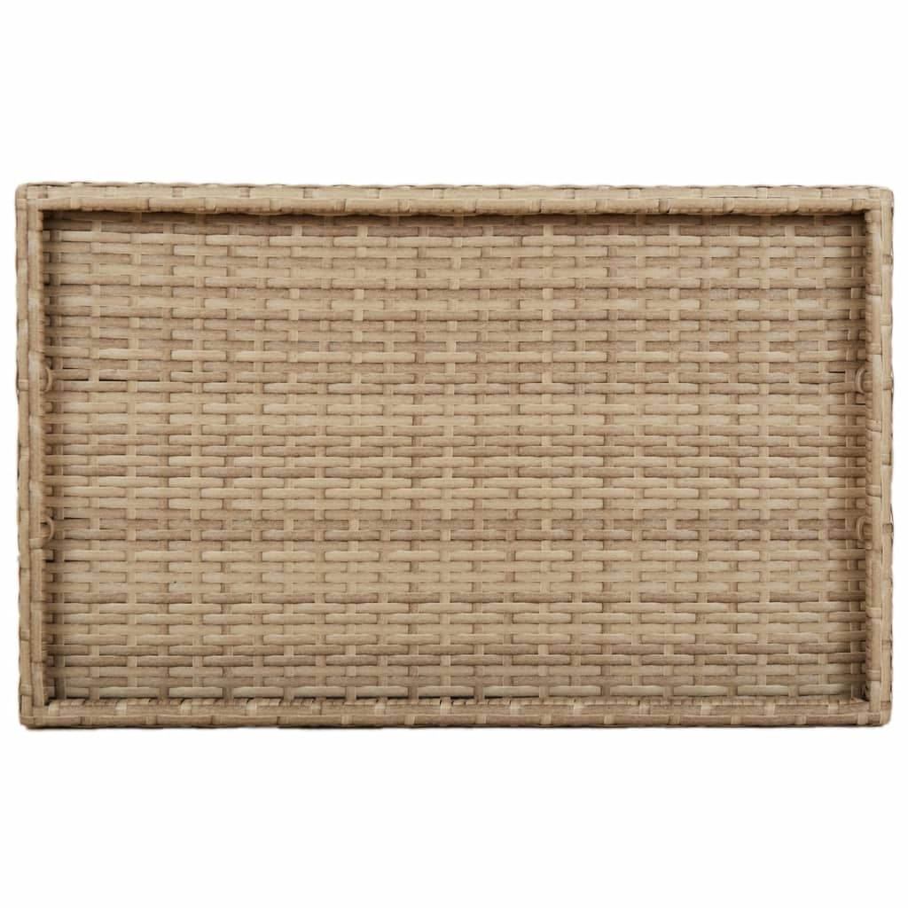 Tavolino-Tavolino da Soggiorno Vassoio Pieghevole Beige 65x40x75 cm in Polyrattan