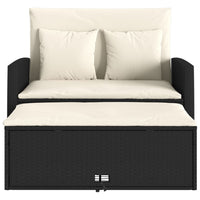 Divano da Giardino con Cuscini a 2 Posti Nero in Polyrattan 365131
