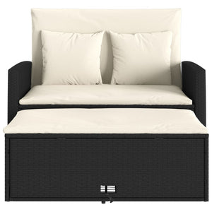 Divano da Giardino con Cuscini a 2 Posti Nero in Polyrattan 365131