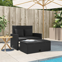 Divano da Giardino con Cuscini a 2 Posti Nero in Polyrattan 365132
