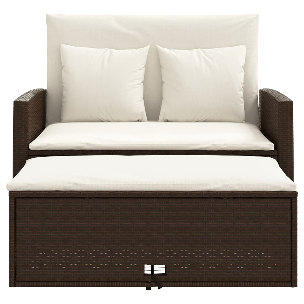 Divano da Giardino a 2 Posti con Cuscini in Polyrattan Marrone 365133