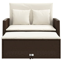 Divano da Giardino a 2 Posti con Cuscini in Polyrattan Marrone 365133