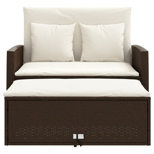 Divano da Giardino a 2 Posti con Cuscini in Polyrattan Marrone 365133