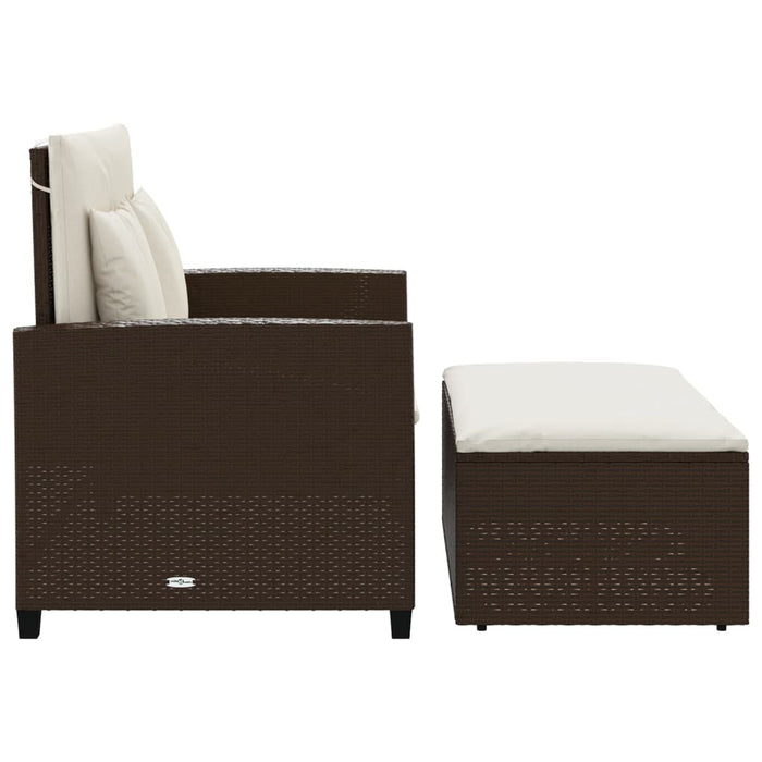 Divano da Giardino a 2 Posti con Cuscini in Polyrattan Marrone 365133