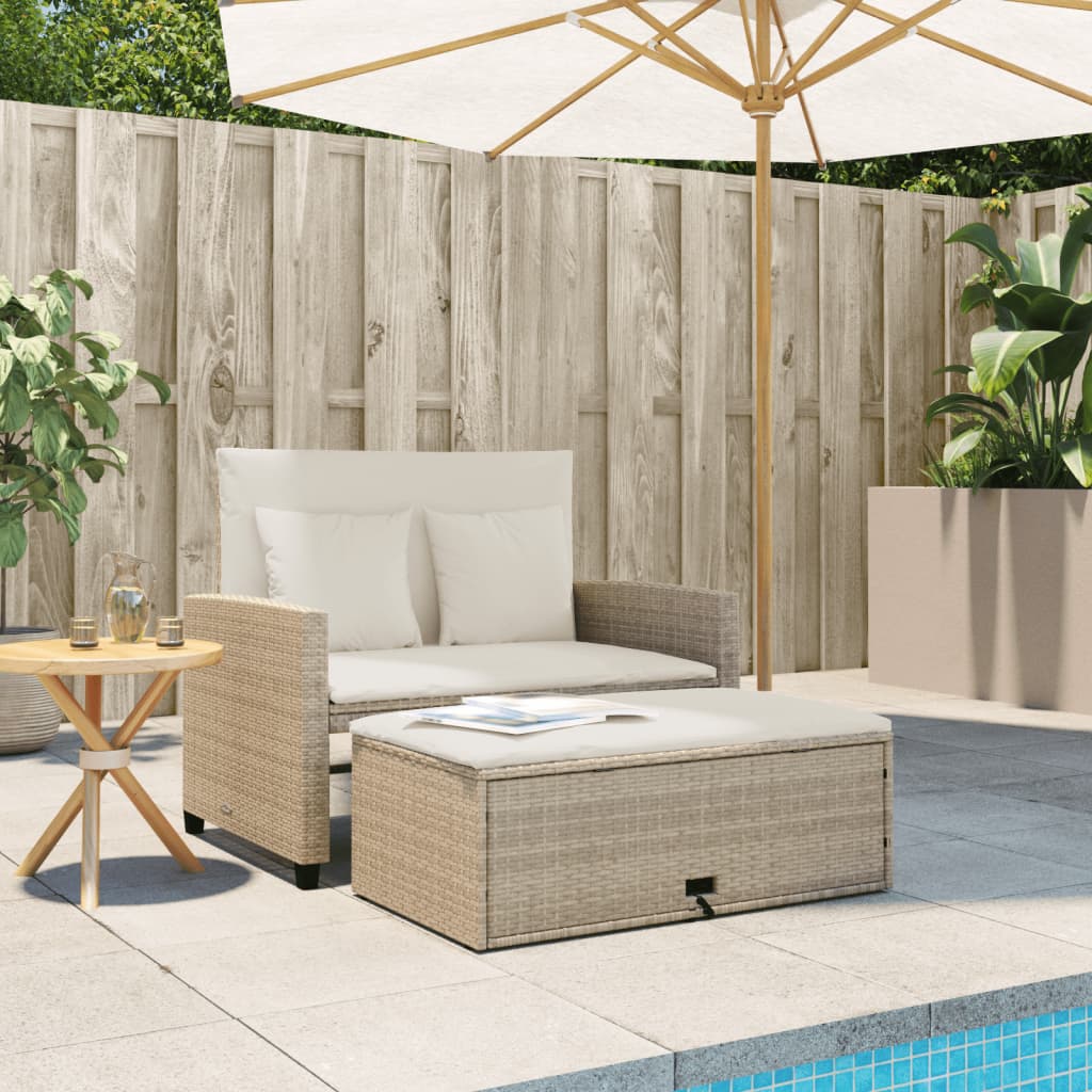 Divano da Giardino con Cuscini a 2 Posti Beige in Polyrattan 365135