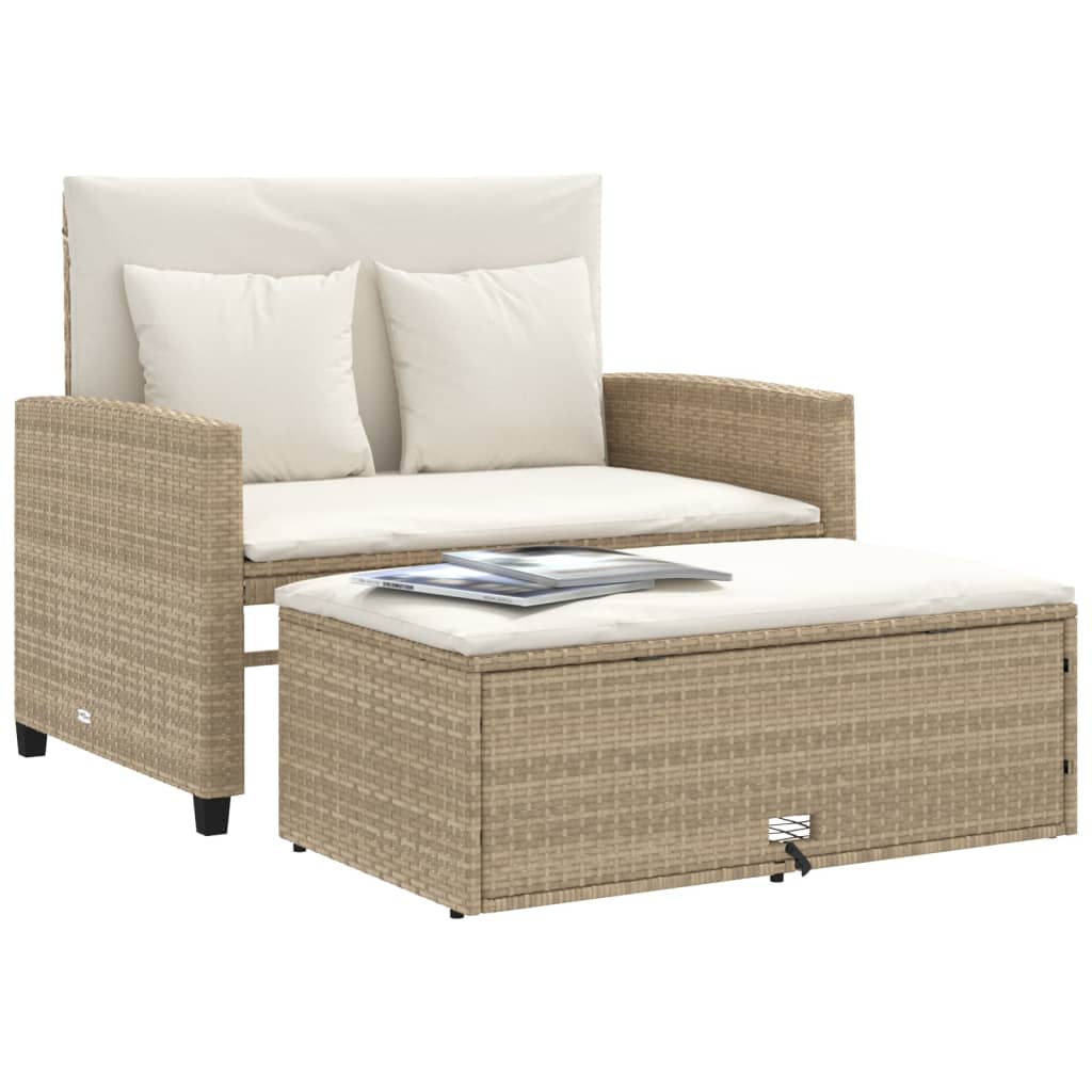 Divano da Giardino con Cuscini a 2 Posti Beige in Polyrattan 365135