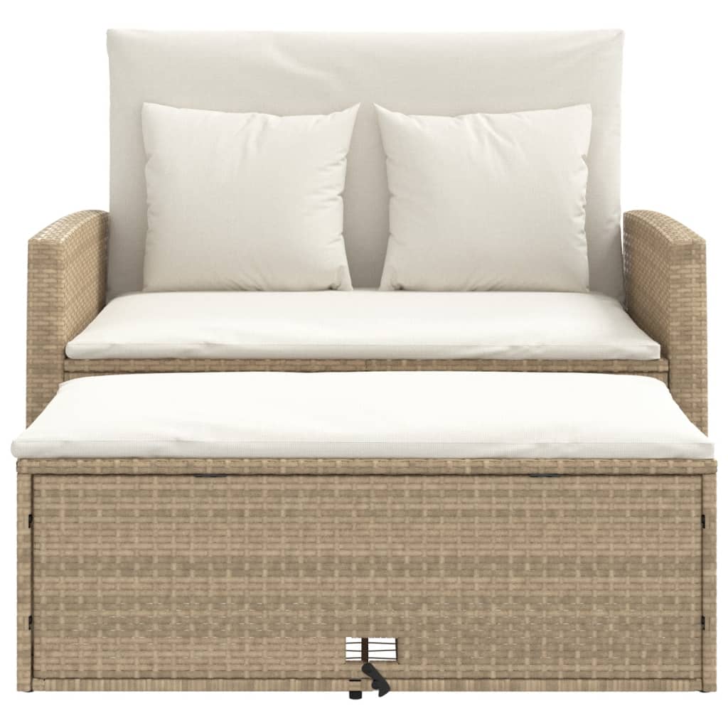 Divano da Giardino con Cuscini a 2 Posti Beige in Polyrattan