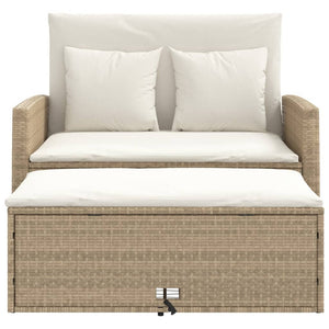 Divano da Giardino con Cuscini a 2 Posti Beige in Polyrattan