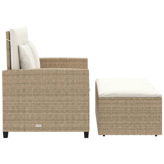 Divano da Giardino con Cuscini a 2 Posti Beige in Polyrattan
