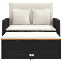 Divano Giardino con Cuscini 2 Posti Nero Polyrattan e Acacia 365141