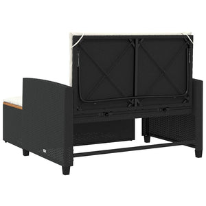 Divano Giardino con Cuscini 2 Posti Nero Polyrattan e Acacia 365141