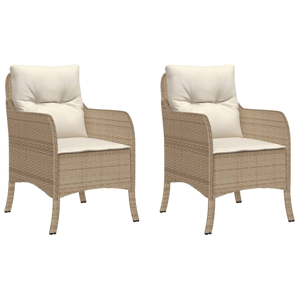 Sedie da Giardino con Cuscini 2 pz Beige in Polyrattan 365148