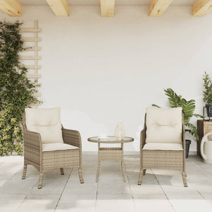 Sedie da Giardino con Cuscini 2 pz Beige in Polyrattan 365148