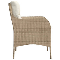 Sedie da Giardino con Cuscini 2 pz Beige in Polyrattan 365148