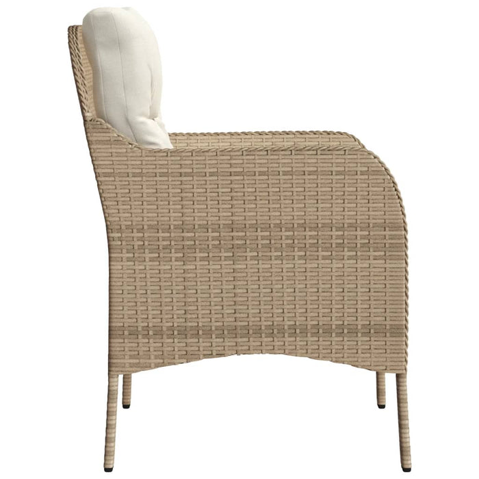 Sedie da Giardino con Cuscini 2 pz Beige in Polyrattan 365148