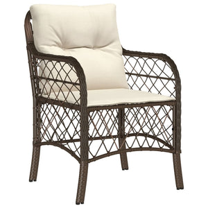 Sedie da Giardino con Cuscini 2 pz Marroni in Polyrattan 365154