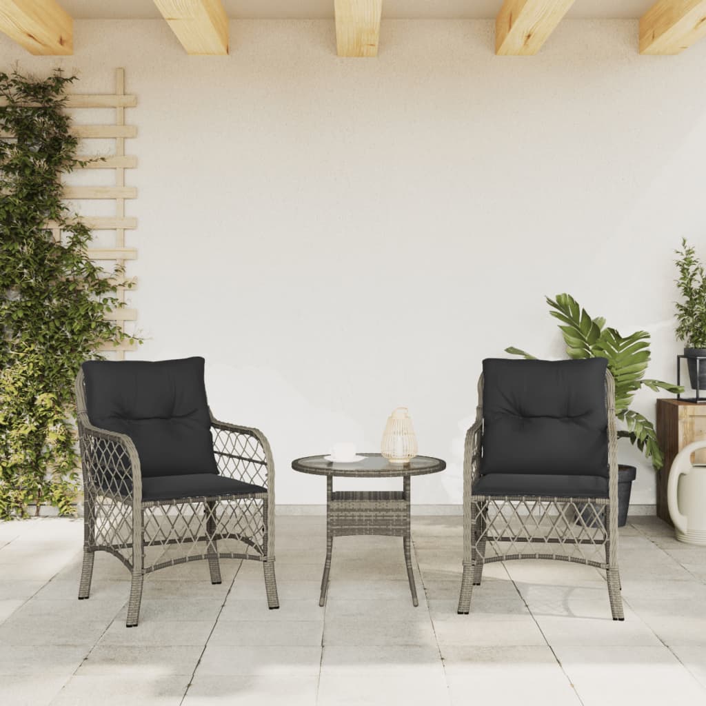Sedie da Giardino con Cuscini 2 pz Grigie in Polyrattan 365155