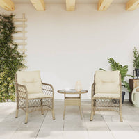 Sedie da Giardino con Cuscini 2 pz Beige in Polyrattan 365156