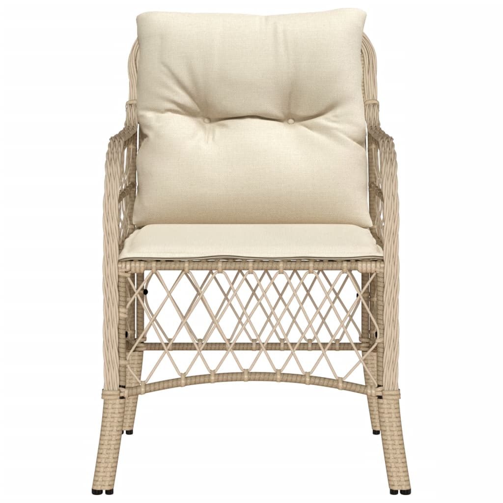 Sedie da Giardino con Cuscini 2 pz Beige in Polyrattan 365156