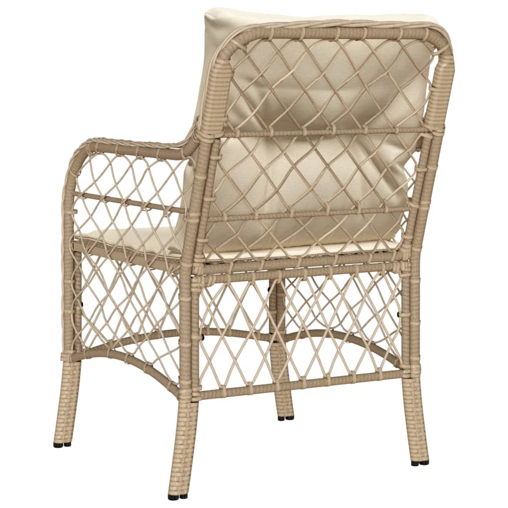 Sedie da Giardino con Cuscini 2 pz Beige in Polyrattan 365156