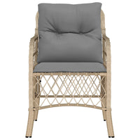 Sedie da Giardino con Cuscini 2 pz Beige Misto in Polyrattan 365157