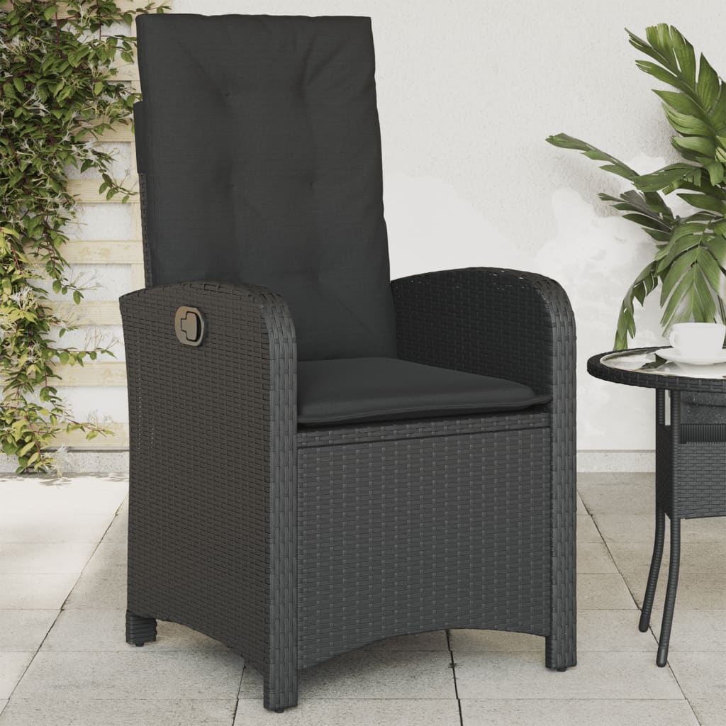 Sedia Reclinabile da Giardino con Cuscini Nera in Polyrattancod mxl 134886