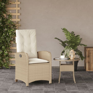 Sedia Reclinabile da Giardino con Cuscini Beige in Polyrattancod mxl 115093