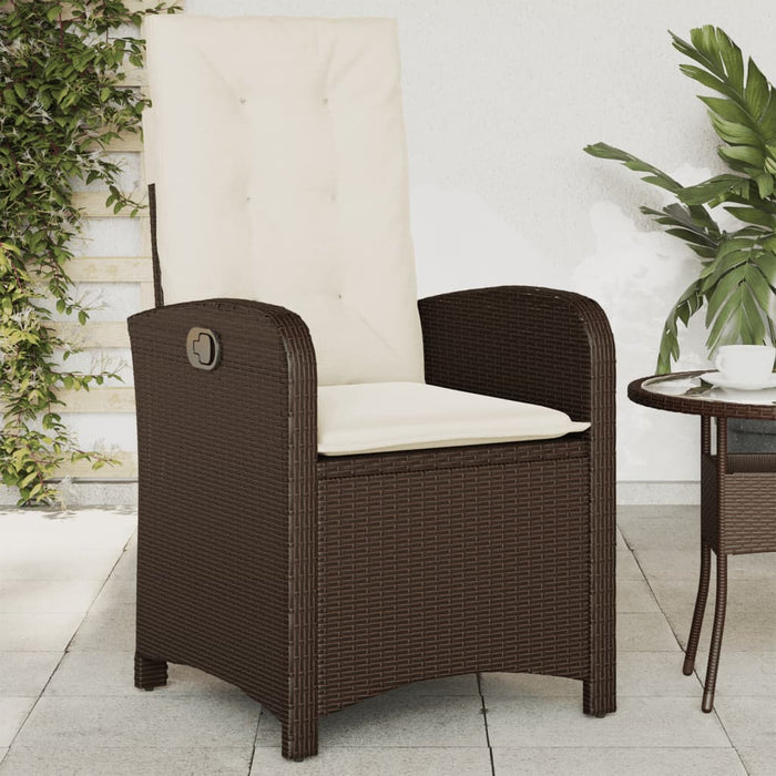 Sedie Reclinabili Giardino 2pz con Cuscini Marrone Polyrattan 365170