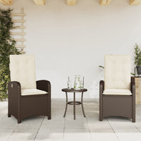 Sedie Reclinabili Giardino 2pz con Cuscini Marrone Polyrattan 365170