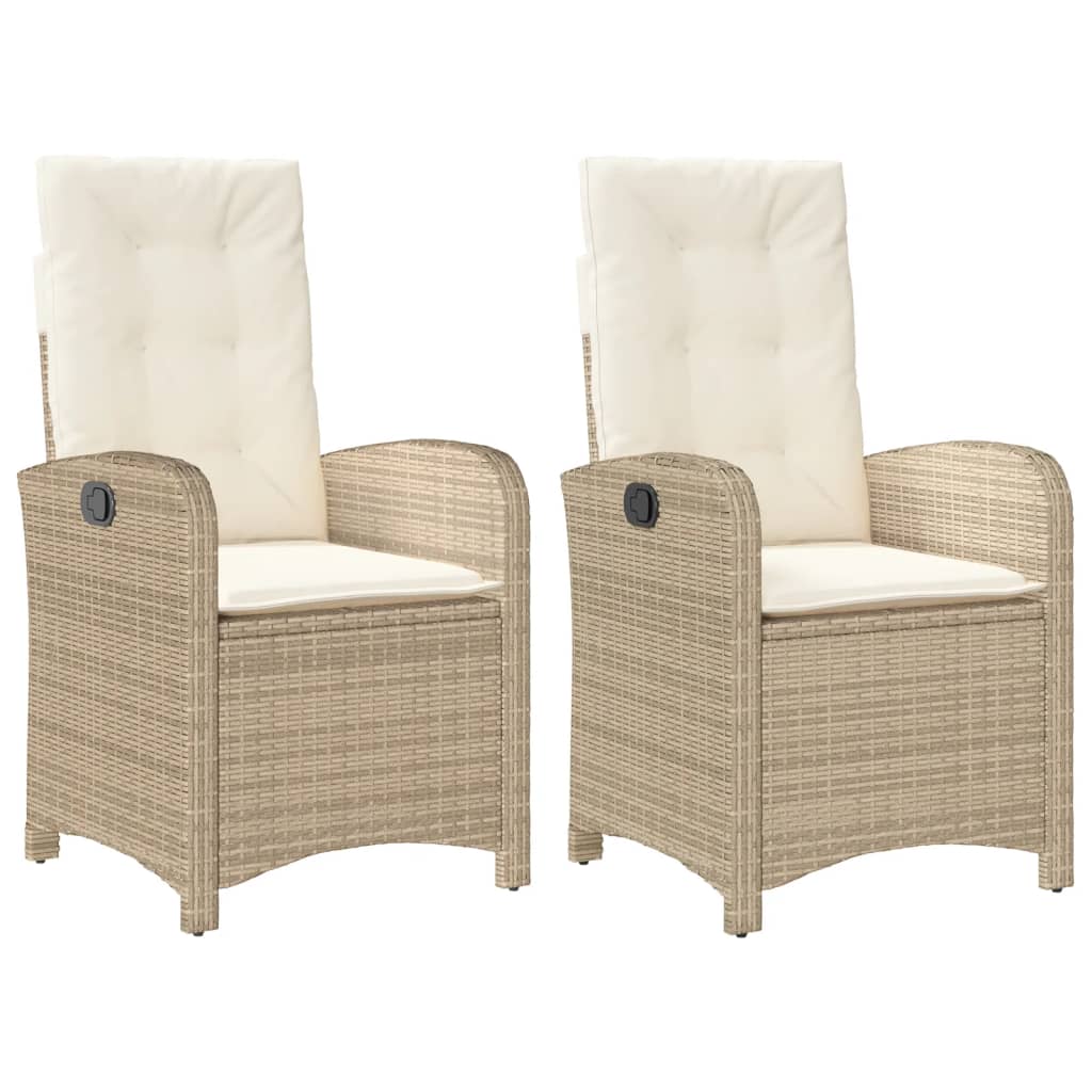 Sedie Reclinabili da Giardino 2pz con Cuscini Beige Polyrattancod mxl 110908