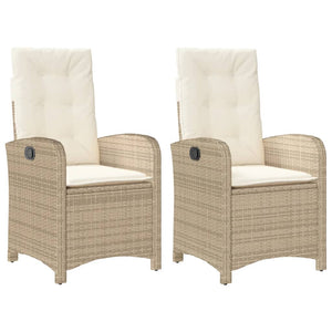 Sedie Reclinabili da Giardino 2pz con Cuscini Beige Polyrattancod mxl 110908