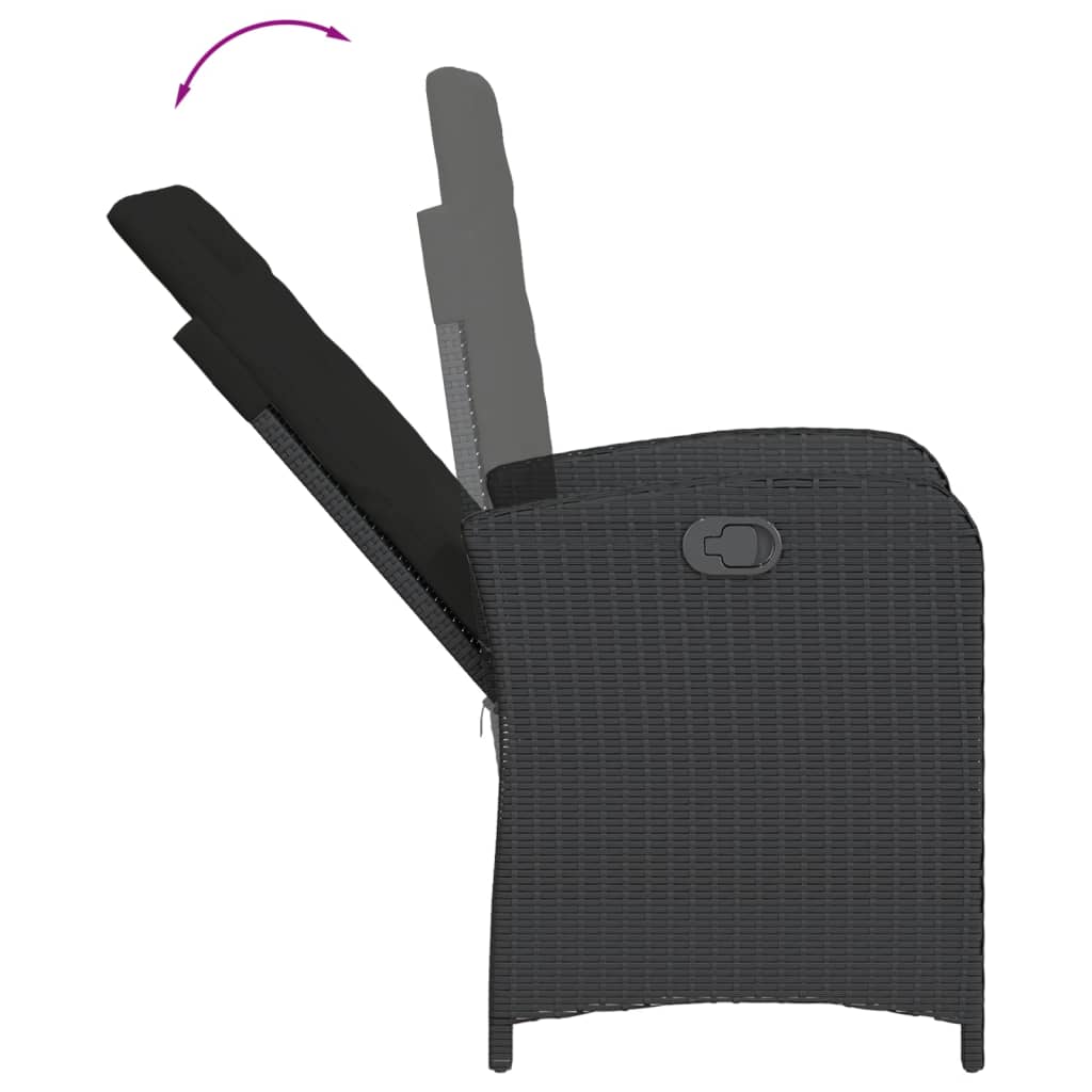 Set da Bistrò 3 pz con Cuscini Nero in Polyrattan 365177