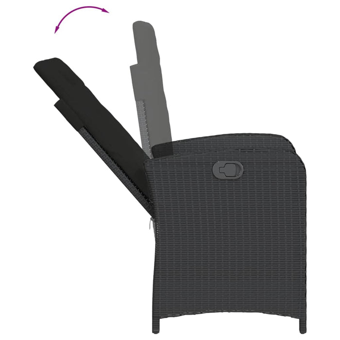 Set da Bistrò 3 pz con Cuscini Nero in Polyrattan 365177