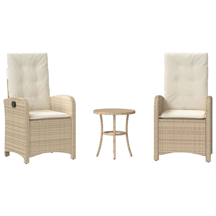Set da Bistrò 3 pz con Cuscini Beige in Polyrattan 365180