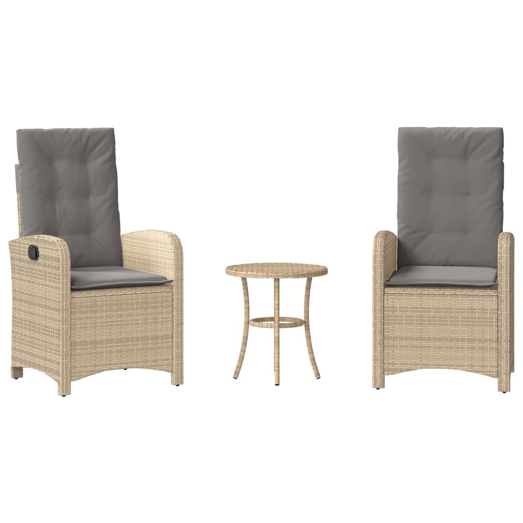 Set da Bistrò 3 pz con Cuscini Beige Misto in Polyrattan 365181