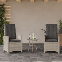 Set da Bistrò 3 pz con Cuscini Grigio Chiaro in Polyrattan 365182