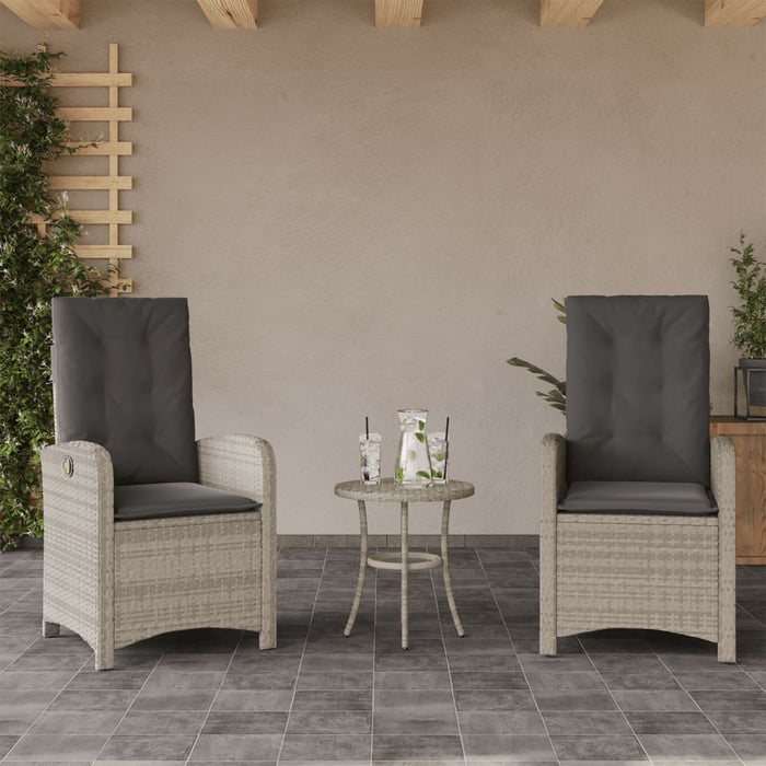Set da Bistrò 3 pz con Cuscini Grigio Chiaro in Polyrattan 365182