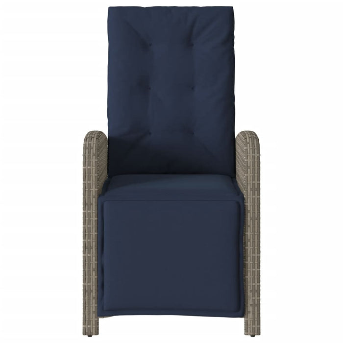 Sedia Reclinabile da Giardino con Poggiapiedi Grigia Polyrattan 365191