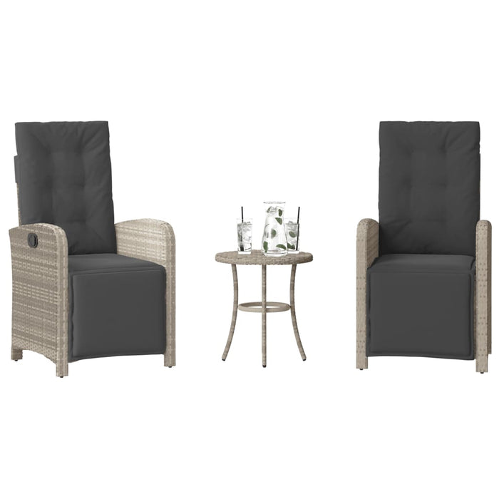 Set da Bistrò 3 pz con Cuscini Grigio Chiaro in Polyrattan 365206