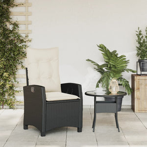 Sedia Reclinabile da Giardino con Cuscini Nera in Polyrattancod mxl 111047