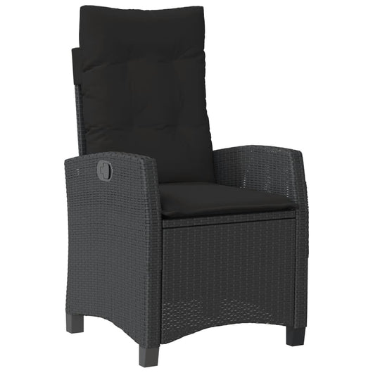 Sedia Reclinabile da Giardino con Cuscini Nera in Polyrattancod mxl 87025