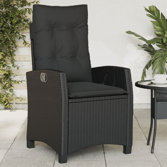 Sedie Reclinabili da Giardino 2 pz con Cuscini Nero Polyrattan 365217