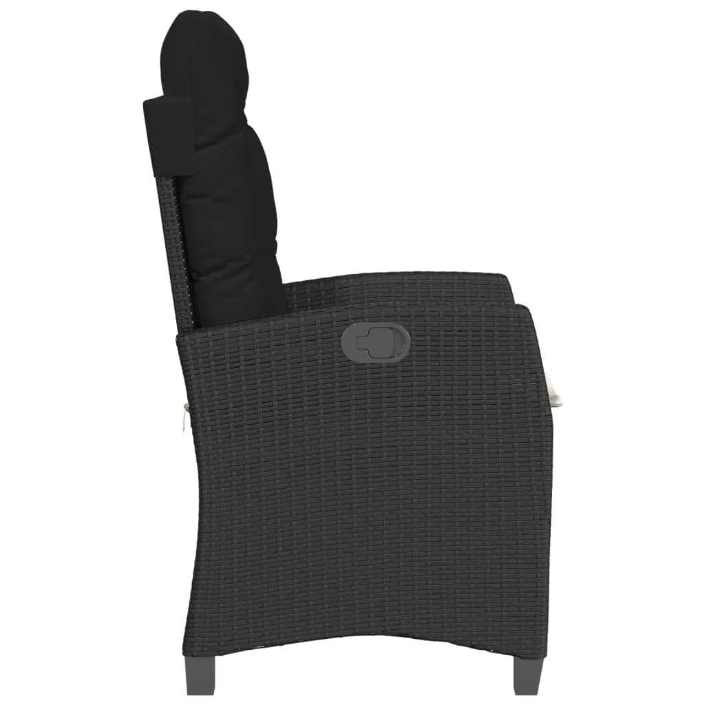 Sedie Reclinabili da Giardino 2 pz con Cuscini Nero Polyrattan 365217