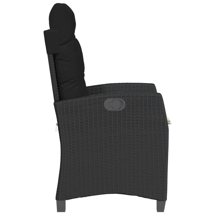 Sedie Reclinabili da Giardino 2 pz con Cuscini Nero Polyrattan 365217