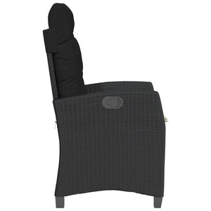 Sedie Reclinabili da Giardino 2 pz con Cuscini Nero Polyrattan 365217