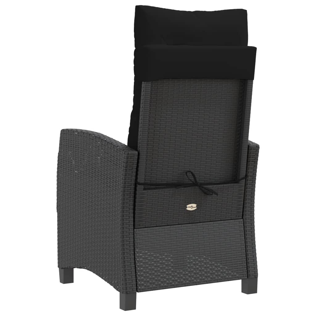 Sedie Reclinabili da Giardino 2 pz con Cuscini Nero Polyrattan 365217