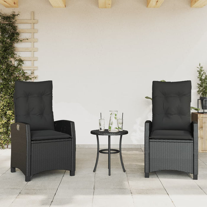 Sedie Reclinabili da Giardino 2 pz con Cuscini Nero Polyrattan 365217