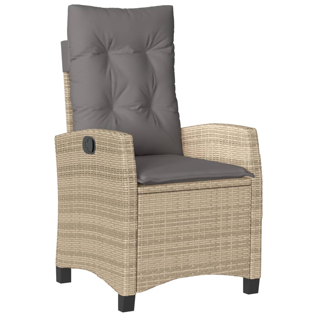 Sedie Reclinabili Giardino 2pz Cuscini Beige Misto Polyrattan 365221