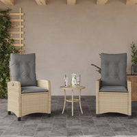 Sedie Reclinabili Giardino 2pz Cuscini Beige Misto Polyrattan 365221