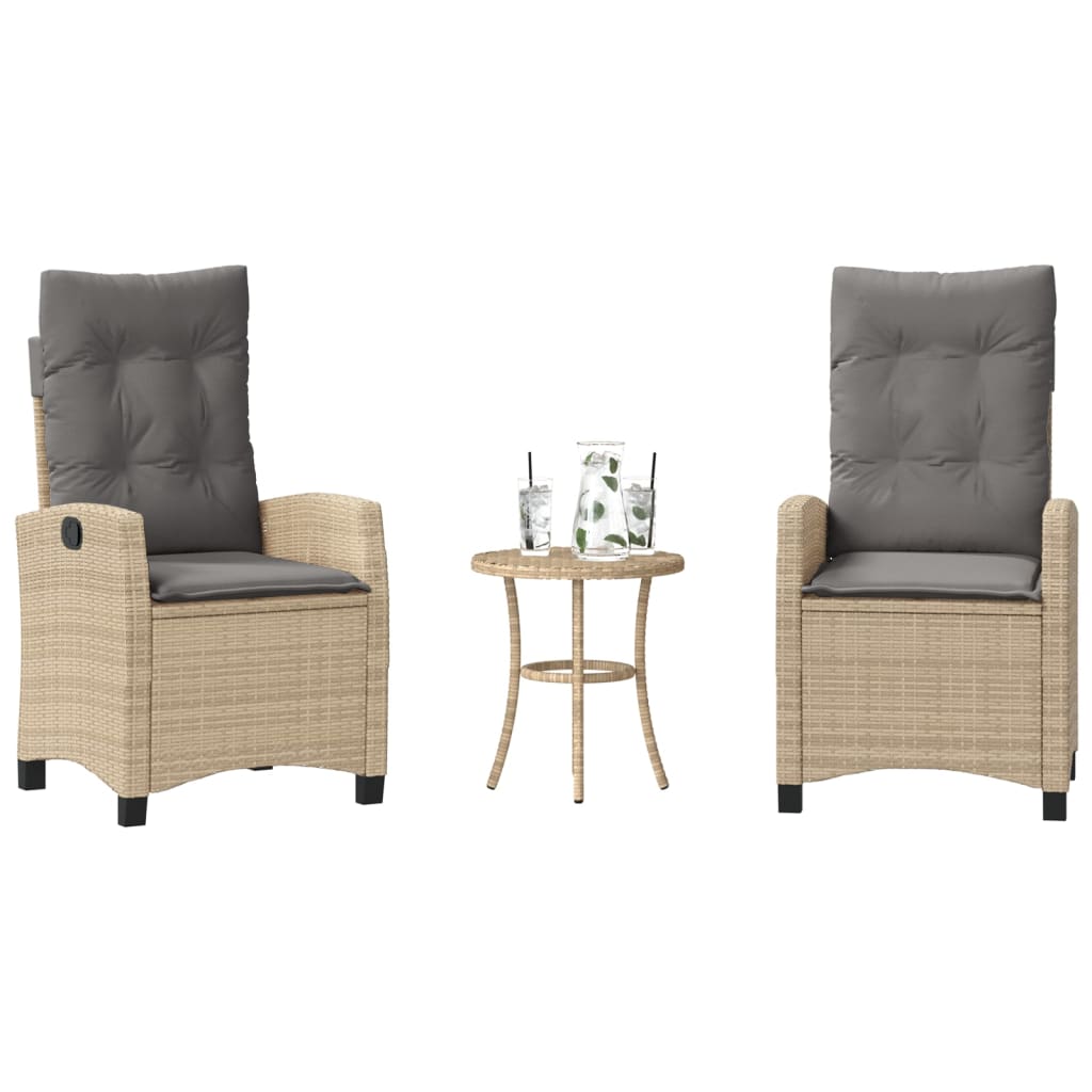 Set da Bistrò 3 pz con Cuscini Beige Misto in Polyrattan 365229